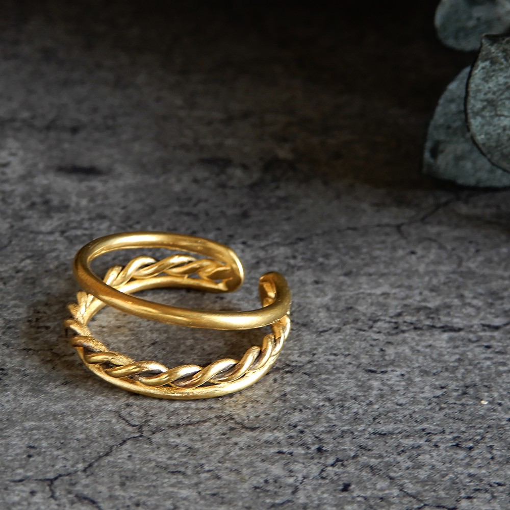 【再販・2WAY】スワッグイヤカフ 3連ツイスト / brass　C062