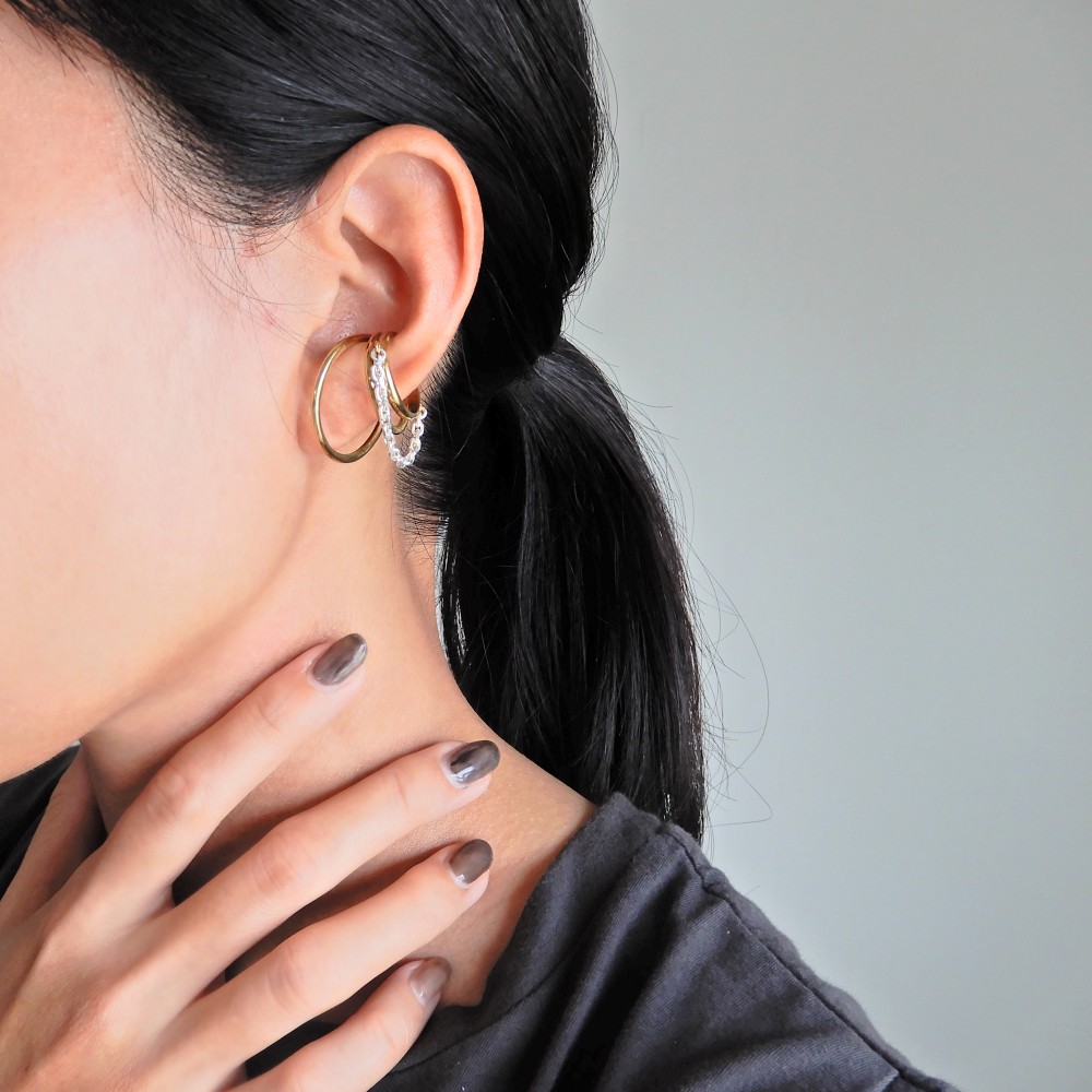 【再販】スワッグイヤカフ チェーン / silver　C070