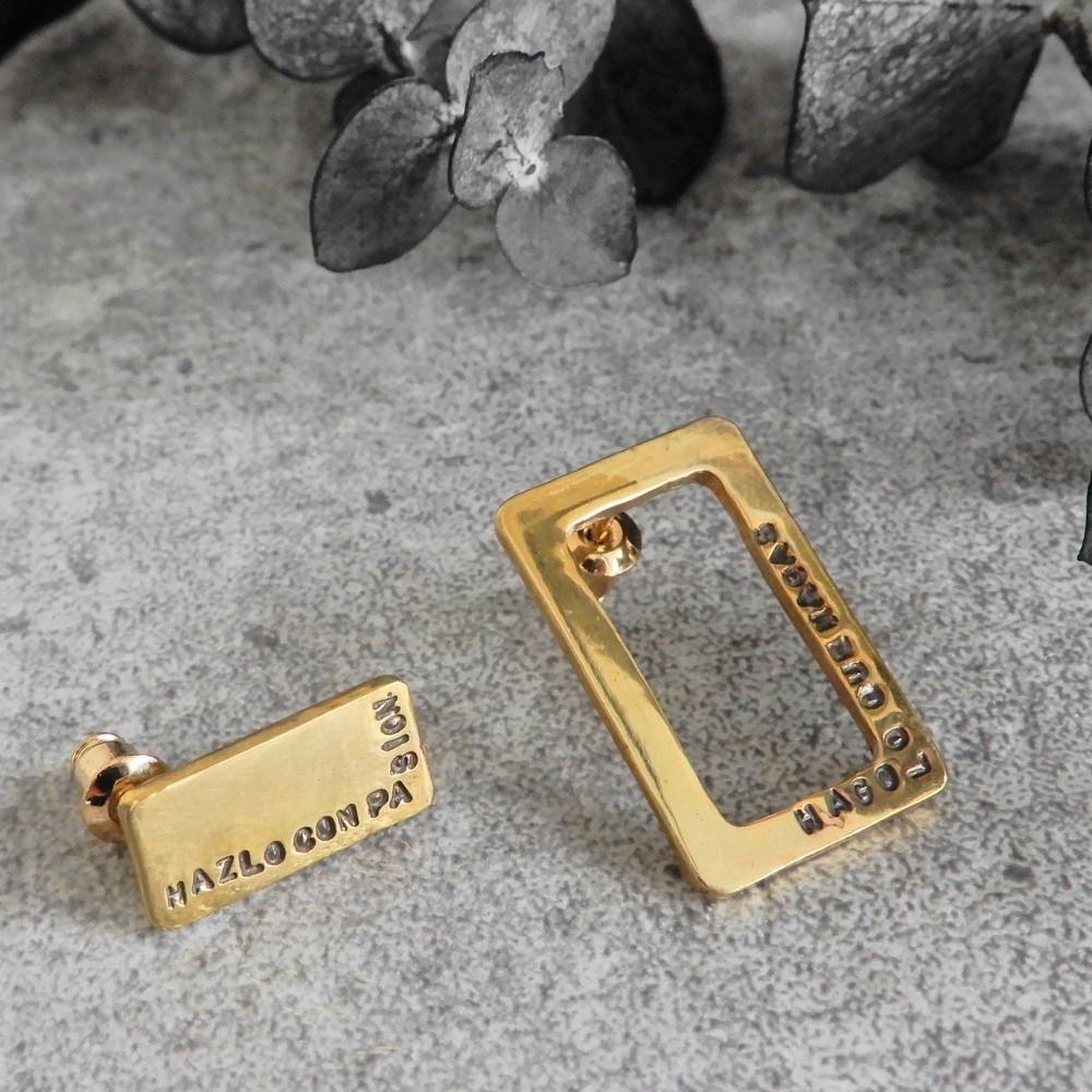 【再販】フレームアシメピアス スクエア  / brass　077