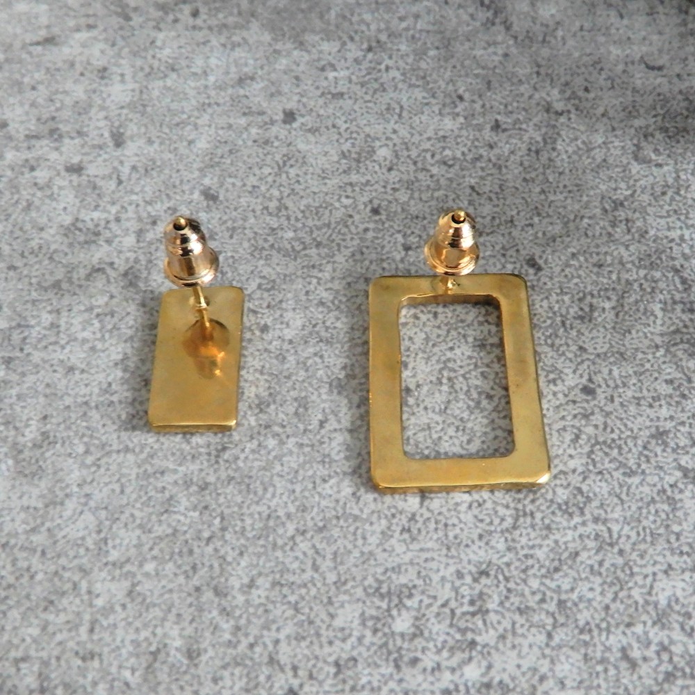 【再販】フレームアシメピアス スクエア  / brass　077