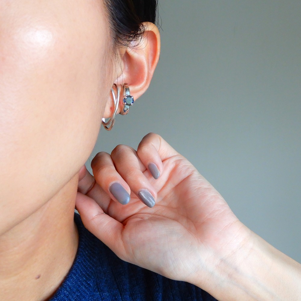 【再販】スワッグイヤカフ オーバルクロス / silver　C091