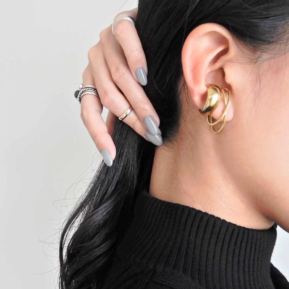 【再販】スワッグイヤカフ オーバルクロス / brass　C091