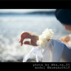紫陽花とかすみ草のリストレット☆ホワイト 2枚目の画像