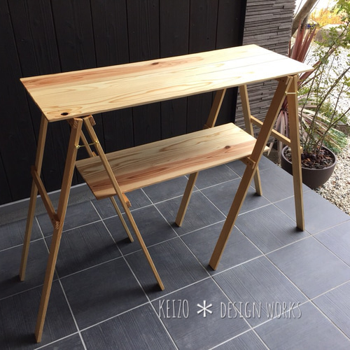 カウンターテーブル wood ×2 (ナチュラル)キャンプ＊アウトドア 机