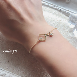 Square Gold Crystal Bracelet 1枚目の画像