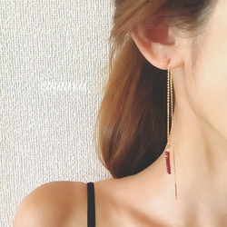 １点のみの販売！！Ruby Stone Long Chain Pierce 1枚目の画像