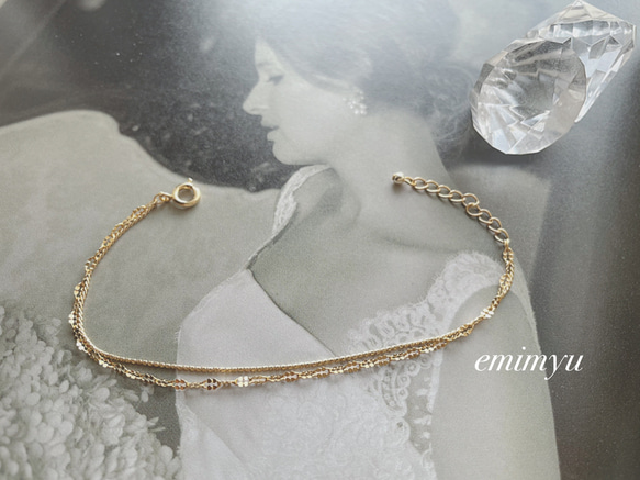 Double Chain Gold Pure Bracelet 3枚目の画像