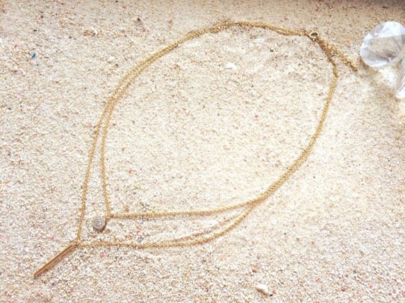 数量限定 Double Chain Zirconia&Stick Necklace 3枚目の画像