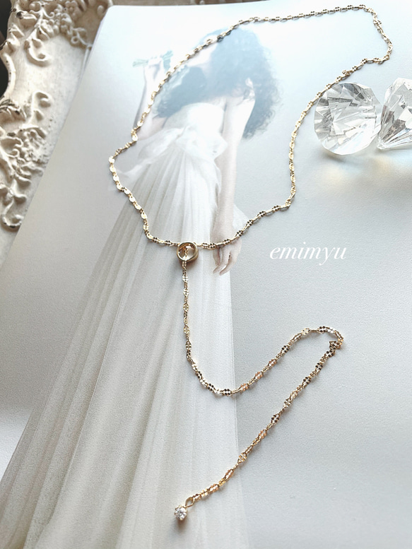 Design Chain Crystal Long Necklace 4枚目の画像