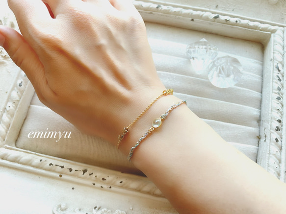 1点のみ！！Natural Stone Glitter String Bracelet 1枚目の画像