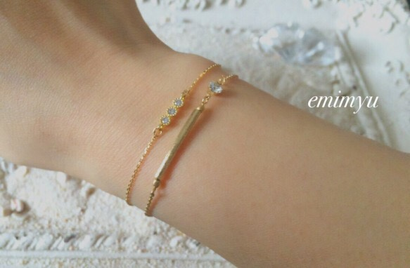 Pipe&Zirconia Bracelet 2枚目の画像