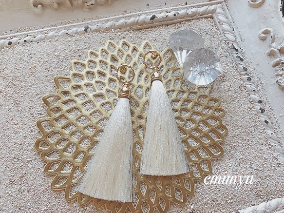 数量限定販売！ 18Kcoating Tassel Gold  Crystal  Pierce 1枚目の画像