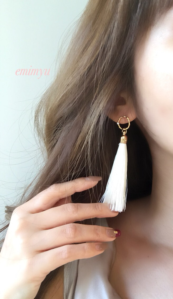 数量限定販売！ 18Kcoating Tassel Gold  Crystal  Pierce 2枚目の画像