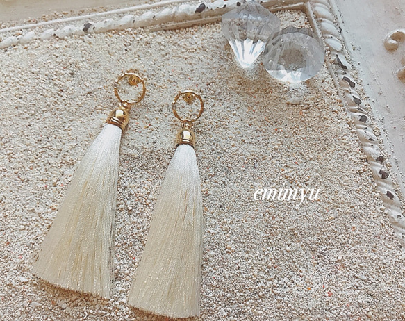 数量限定販売！ 18Kcoating Tassel Gold  Crystal  Pierce 4枚目の画像