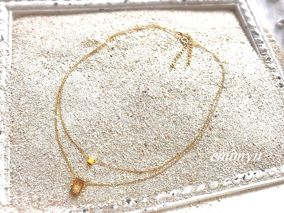 18Kcoating Rectangle&Square Necklace 3枚目の画像