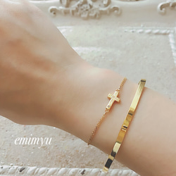 18Kcoating  Cross Zirconia Bracelet/Anklet 1枚目の画像