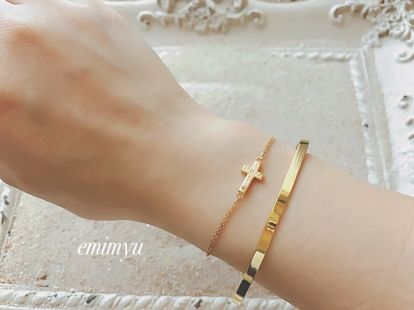 18Kcoating  Cross Zirconia Bracelet/Anklet 1枚目の画像