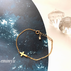 18Kcoating  Cross Zirconia Bracelet/Anklet 3枚目の画像