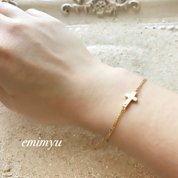 18Kcoating  Cross Zirconia Bracelet/Anklet 4枚目の画像