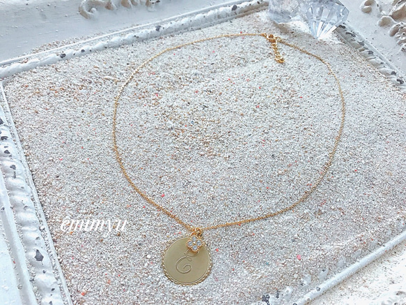 24Kcoating  Initial MatGold Coin Necklace 4枚目の画像