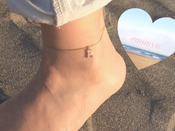 18 Kcoating Crystal Initial Anklet 第1張的照片