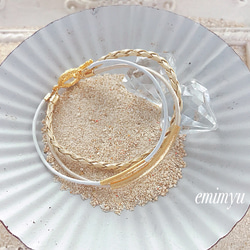 Gold&White Leather  Bracelet 2枚目の画像