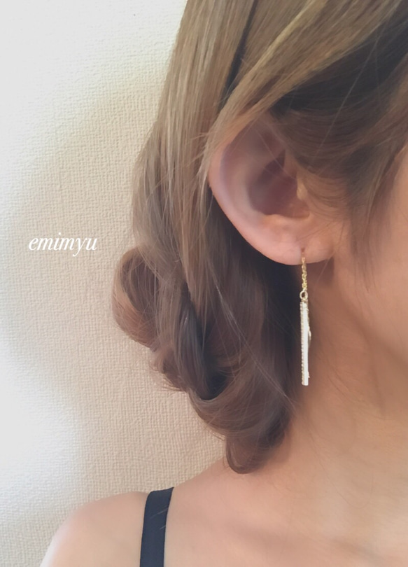 Zirconia Stick Chain Pierce/Earring 4枚目の画像