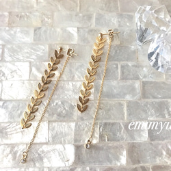 Gold Arrow Double Chain Pierce/Earring 2枚目の画像