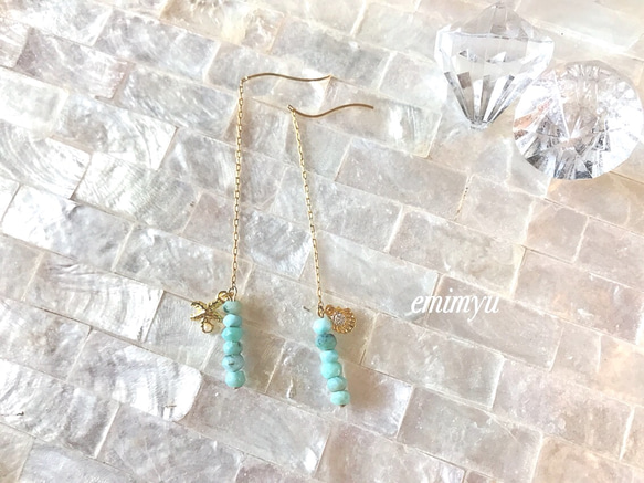 夏季限定販売！larimar Stone Chain pierce 2枚目の画像