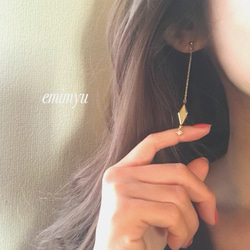 Gold Diamond Cryrtal Chain pierce/Earring 1枚目の画像