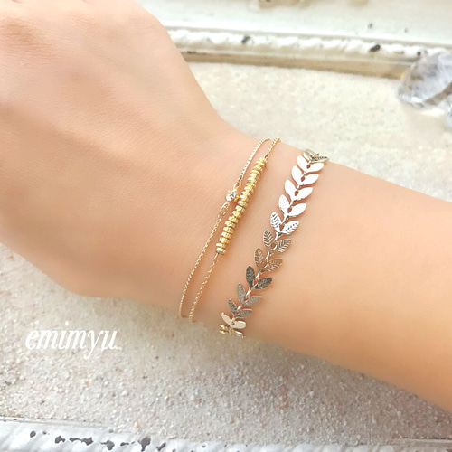Leaf Chain Gold Bracelet ブレスレット emimyu 通販 5728489｜Creema