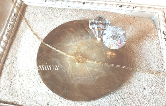 Double Chain Round Crystal  Necklace 3枚目の画像