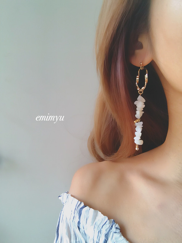 Mother Of Pearl Chain Gold  Pierce 1枚目の画像