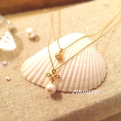 18Kcoating zirconia Pearl Set Necklace 2枚目の画像