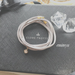 White Gray Leather Colour Bracelet 2枚目の画像