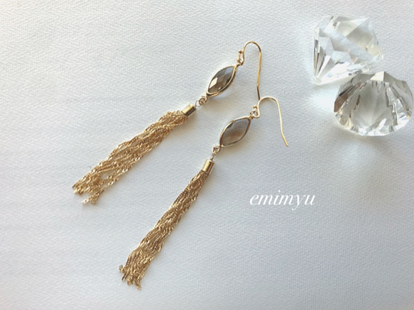 Brown Bijou Gold Fringe Pierce/Earring 1枚目の画像