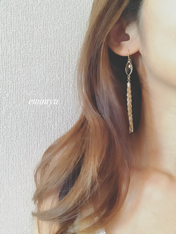 Brown Bijou Gold Fringe Pierce/Earring 4枚目の画像