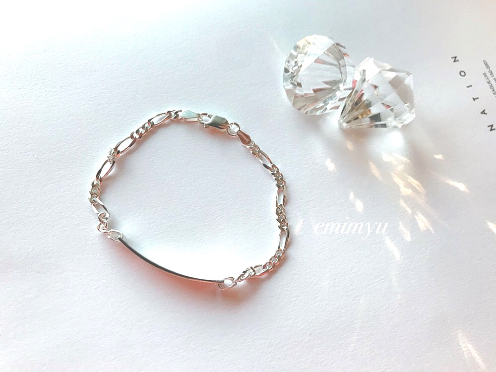 1点再入荷！！Silver925 Figaro Chain&Plate Bracelet