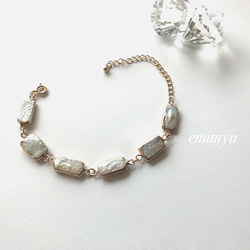 Freshwater Pearl Square Bracelet 3枚目の画像