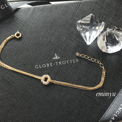 Double Chain Round Crystal Bracelet 5枚目の画像