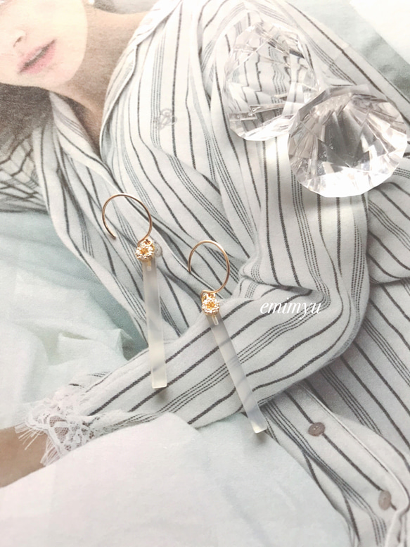 14kgf White Agate Pierce 2枚目の画像