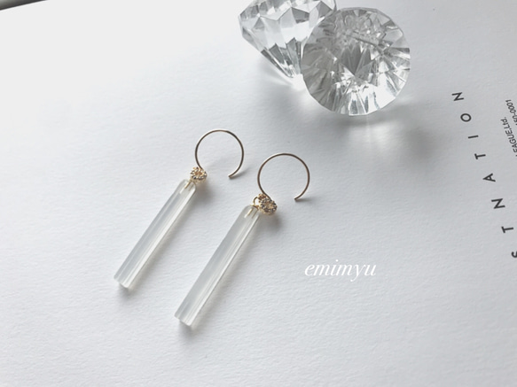 14kgf White Agate Pierce 5枚目の画像