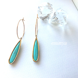 Long Drop Turquoise Hoop Pierce 2枚目の画像