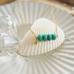 turquoise blue Crystal Necklace 2枚目の画像