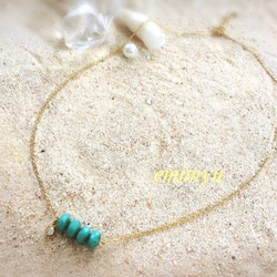 turquoise blue Crystal Necklace 3枚目の画像