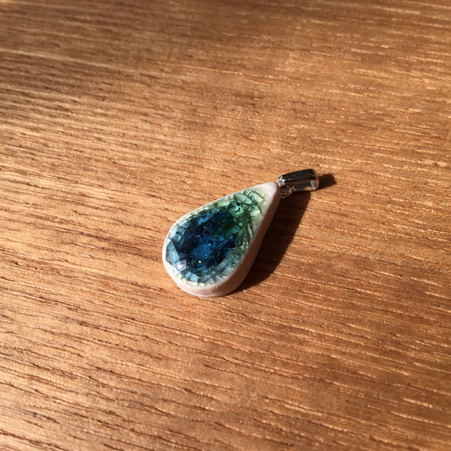 海のしずく 陶器&ガラス ペンダントトップ ミニサイズ ネックレス 