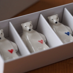 【有嘴巴版本】北極熊熊五郎 筷架（愛心）5個set 第2張的照片