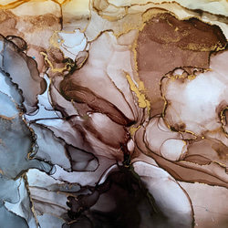 渦/アルコールインクアートで描いたスマホケース iPhoneケース ブラウン マーブル 大理石グラデーション ニュアンス 2枚目の画像