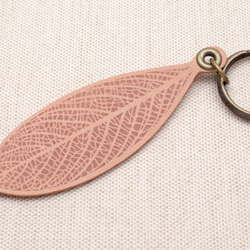 [Unbleached] Leather Leaf Vein Keychain (LK-2) 第1張的照片