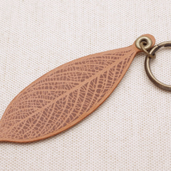 [Brown] Leather Leaf Vein Keychain (LK-1) 第1張的照片